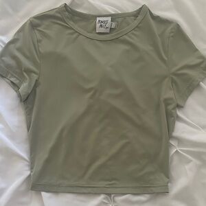 Princess Polly Sage Green Short Sleeve Crew Crop Top